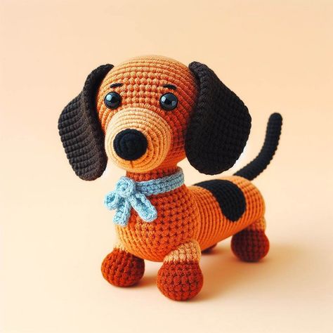 Dachshund Pattern, Baby Dachshund, Crochet Work, Sausage Dog, Crochet Basics, Amigurumi Free Pattern, Crochet Techniques, Slip Stitch, Crochet Animals