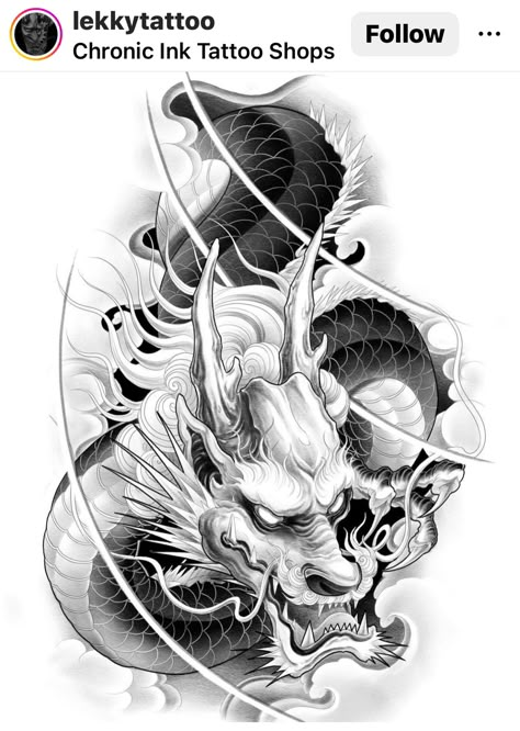 Dragon Koi Tattoo Design, Dragons Tattoos, Dragon Head Drawing, Dragon Tattoo Drawing, Dragon Head Tattoo, Dragon Tattoo Sketch, Tattoo Japanese Style, Asian Dragon Tattoo, Dragon Tattoos For Men