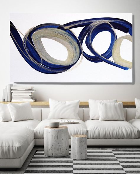 Large Abstract Canvas, Navy Blue Print, Abstract Painting Print, Original Abstract Art, Wall Art Large, Large Abstract Painting, Wall Art Abstract, Paintings Art Prints, Blue Canvas