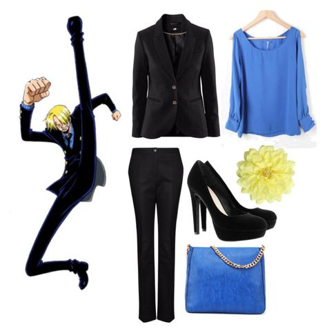 "Sanji" by catloverd ❤ liked on Polyvore featuring MANGO, H&M, Bardot and sanji Sanji Inspired Outfit, Sanji Outfit, Sanji Outfit One Piece, One Piece Clothes Outfits Anime, Cosplay Sanji, Female Sanji Cosplay, One Piece Inspired Outfits, Sanji And Nami Cosplay, Robin One Piece