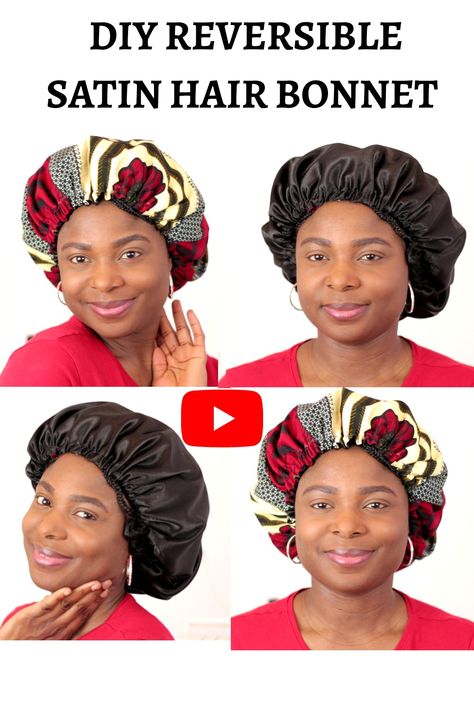 Learn how to sew your own hair satin bonnet. #satinbonnet #sewingtutorial #diy #howtose Hair Bonnet Pattern Free Sewing, Satin Bonnet Pattern Free, Hair Bonnet Pattern, Hair Bonnets, Diy Sewing Tutorials, Bonnet Pattern, Sewing Machine Projects, Bodice Pattern, Sewing 101