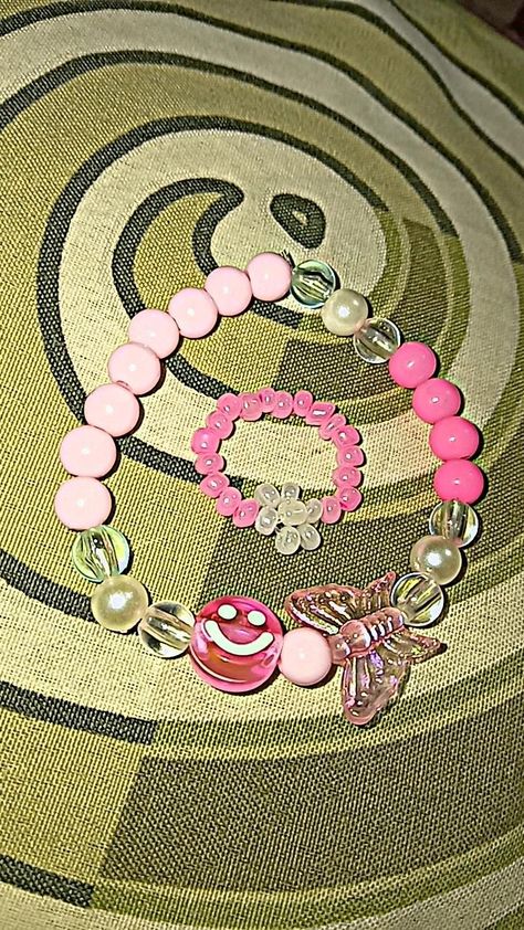 Gelang manik" dan cincin manik" lucu pink Manik Manik, Pink