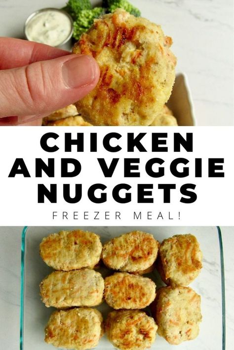 Freezer Ready Chicken and Veggie Nuggets - Fit Mama Real Food Chicken Nuggets Ground Chicken, Chicken Nuggets With Veggies, Veggie Chicken Nuggets, Healthy Chicken Nuggets, Veggie Nuggets, Homemade Chicken Nuggets, Whole Wheat Pizza, Baby Led Weaning Recipes, Weaning Recipes