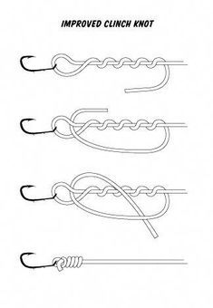 Fishing Line Knots, Fishing Hook Knots, Hook Knot, Clinch Knot, Trout Fishing Tips, Knots Guide, Fly Fishing Tips, Bass Fishing Tips, Fishing Hooks