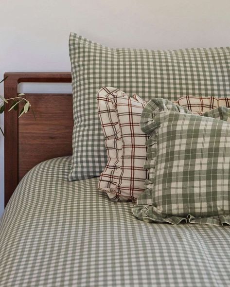 English Bedding, Gingham Bedding, Object Of Desire, Heather Taylor, Bedding Inspiration, Guest Bedroom Decor, Cottage Inspiration, Pink Tiles, Patterned Bedding