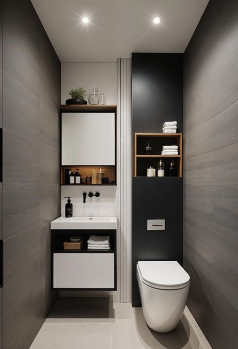 Narrow Half Bathroom, Narrow Half Bathroom Ideas, Tiny Half Bathroom, Tiny Half Bathroom Ideas, Half Bathroom Decor Ideas, Half Bath Design, Half Bathroom Ideas, Dark Blue Kitchens, Half Bathroom Decor