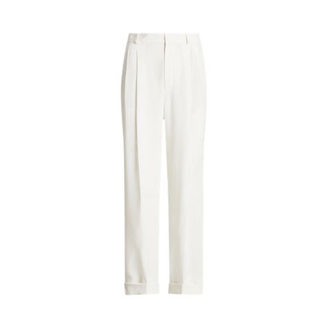 Crafted with fluid matte satin these straight-leg pants feature menswear-inspired details including a pleated front waist and crisp creases along each leg.