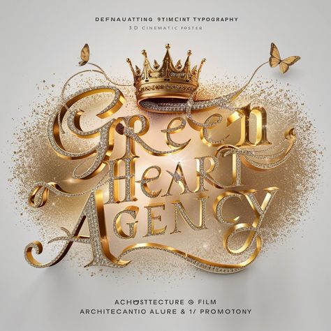 Crown Poster Design, Cinematic Poster, Flying Butterfly, Green Heart, Golden Light, Golden Lights, Aspect Ratio, Typography Poster, Poster Design