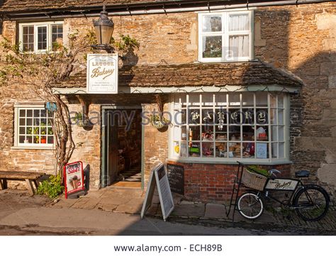 Traditional Old Fashioned Exterior Of Village Bakery Shop At Lacock Stock Photo, Picture And Royalty Free Image. Pic. 76597063 Old Fashioned Bakery, Old Bakery, Village Bakery, Coffee Signage, Bakery Website, Wiltshire England, Cotswold Villages, Interior Minimal, English Village