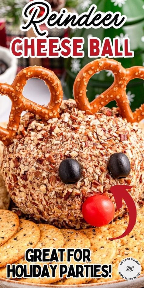 This easy Reindeer Cheese Ball recipe is a perfect fun and festive holiday snack or appetizer, with everyone's favourite ingredients. Decorated to resemble your favourite holiday reindeer, it's sure to delight your guests as a centerpiece at Christmas gatherings. #Shaped Cheese Ball Cheese Ball Christmas, Easy Pumpkin Bars, Appetizer Christmas, Cheese Ball Recipes Easy, Cheese Ball Recipe, Holiday Snack, Christmas Appetizer, Ball Recipes, Christmas Recipes Appetizers