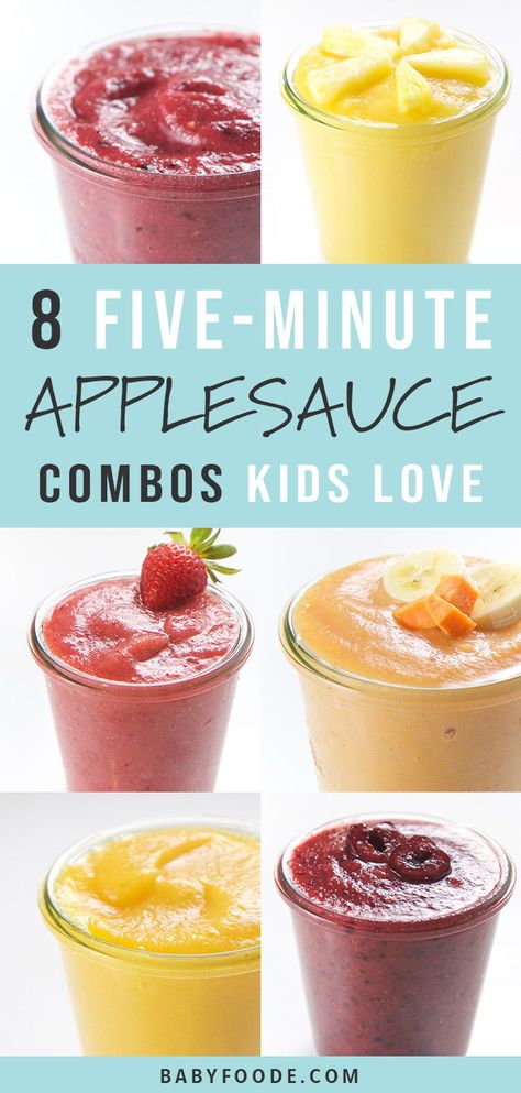 These 8 delicious 5-Minute Applesauce Combos for Toddlers + Kids are so good, they will knock your kids socks off! These combinations are filled with healthy fruits and veggies (!!!) and are perfect for an easy snack, a side dish for lunch or even a quick breakfast on-the-go. #healthykids #applesauce #snack #breakfast #healthy Homemade Applesauce, Apple Sauce, Breakfast Healthy, Fruit Dishes, Toddler Snacks, Breakfast On The Go, Homemade Snacks, Homemade Baby, Healthy Fruits