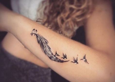 Feather Tattoo Wrist, Cool Tattoos For Girls, Girl Arm Tattoos, Feather Tattoo Design, Inspiration Tattoos, Feather Tattoo, Feather Tattoos, Eye Tattoo, Mom Tattoos