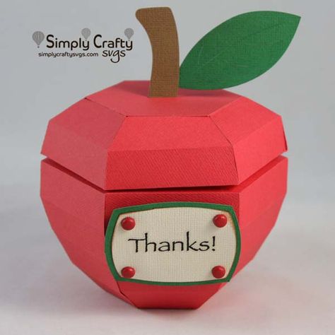 3D Apple Box SVG file.  #simplycraftysvgs #schoolcrafts #teachergifts Apple Packaging, Paper Apple, Diy Apple, Ideas For Classroom, Papercraft Ideas, Apple Gifts, Apple Boxes, Wall Art Diy, 3d Svg