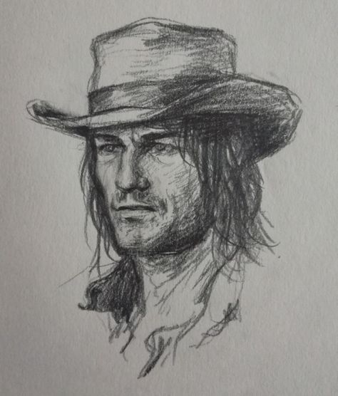 Tom Shelby Drawing, Cowboy Hat Drawing Reference, Cowboy Sketch, Country Drawings, Human Drawings, Red Dead Redemption Art, Withdraw Money, Ib Art, Small Sketchbook