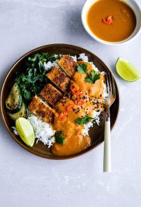 Pureharvest.   Tofu Katsu Curry Tofu Katsu Curry, Tofu Katsu, Curry Photography, Katsu Curry Recipes, Katsu Curry, Vegan Worcestershire Sauce, Lunch Bowl, Vegetarian Food, Asian Dishes