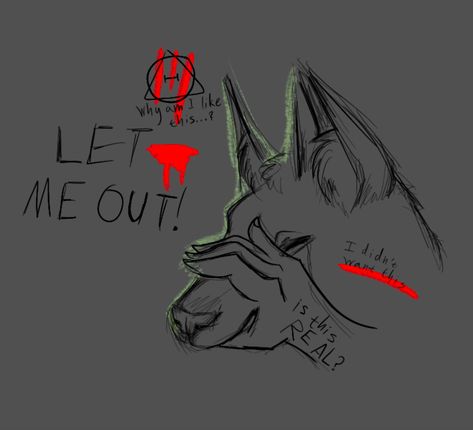 Therianthropy can be hard… Therian Vent, Therian Friends, Therian Aesthetic, Therian Ideas, Therian Art, Dog Doodles, Rage Art, Black Vibe, Children Of The Forest