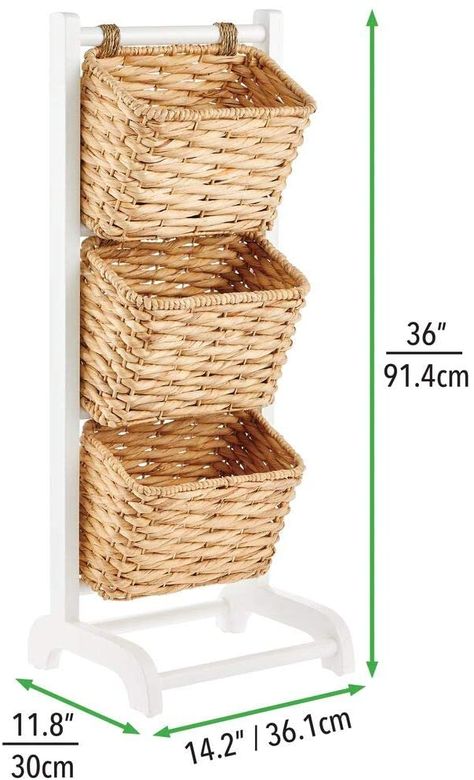 Wicker Storage Baskets, Laundry Bedroom, Shelf Baskets Storage, Wicker Storage, Freestanding Storage, Bedroom White, Kids Bedroom Designs, Market Basket, Basket Storage