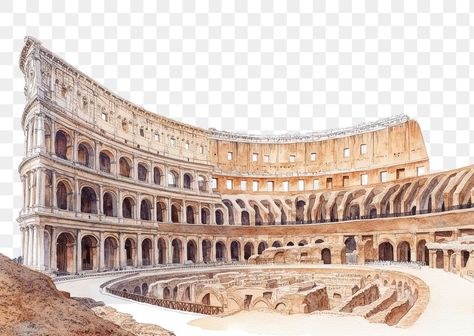 Rome Buildings, Landmark Illustration, Rome Colosseum, Architecture Vintage, Italy Rome, Borders For Paper, Free Image, Free Png, Free Images