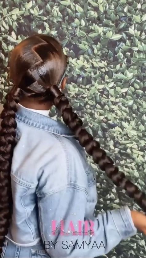 Two Braided Ponytails With Curly Ends, Sleek 2 Braided Ponytail, Two Big Braids Hairstyle, 2 Slick Back Ponytail Braids, Two Long Braids Black Women, Two Braids Black Women, 2 Low Braided Ponytails, 2 Braided Ponytail For Black Women, Two Braided Ponytail For Black Women