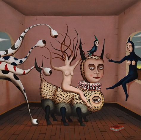 Odd Art Weird, Visionary Art Surreal, Dark Horror Art Surrealism, Surrealism Painting Ideas, Surrealist Art Surrealism Paintings, Absurdism Art, Absurdist Art, Dark Surrealism, Odd Art