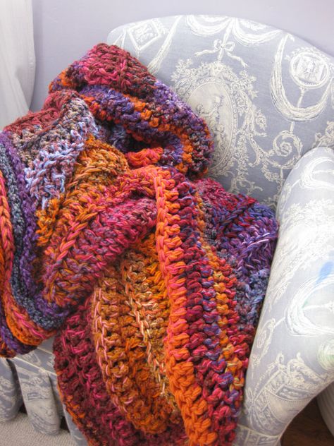 Gypsy crochet blanket, pink, orange, and purple throw blanket, gypsy decor Crochet Blanket Pink, Snoopy Blanket, Purple Throw Blanket, Purple Throw, Chunky Crochet Blanket, Crochet Afgans, Knitted Afghans, Crochet Fall, Crochet Throw