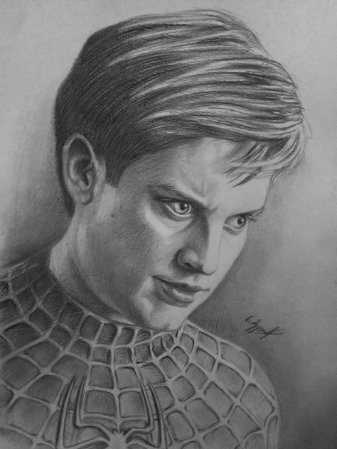 Tobey Maguire Peter Parker, Spider Man Drawing, Super Mario Coloring Pages, Man Drawing, Celebrity Artwork, Spiderman Drawing, Tobey Maguire, Mario Coloring Pages, Man Sketch