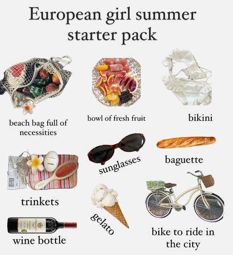 my take on European girl summer. Summer Fruits Aesthetic, Starter Packs Aesthetic, European Girl Summer, Italian Girl Summer, Summer Mood Board, European Girl, Italian Girl, Things To Eat, Summer Things