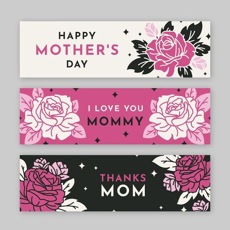 Mother's day banners flat design Free Ve... | Free Vector #Freepik #freevector #mothers-day #mothers-day-banner #happy-mothers-day #flowers-mothers-day Mothers Day Banner Design, Mothers Day Graphic Design, Mothers Day Graphic, Banners Ideas, Restaurant Promotions, Mother's Day Banner, Mother's Day Background, Korean Cafe, Aesthetic Korean