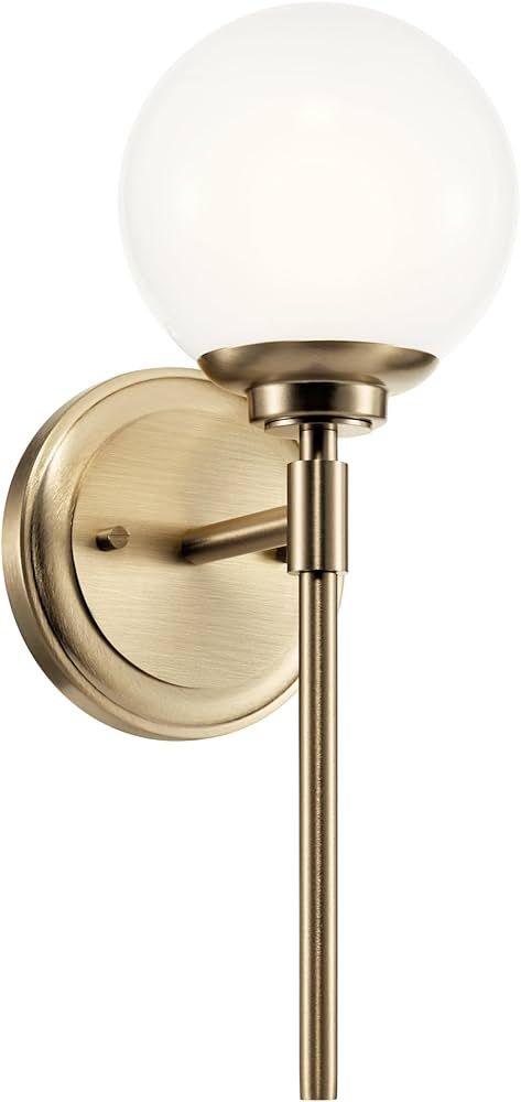 KICHLER Benno 1-Light Wall Sconce, Modern Light with Opal Glass in Champagne Bronze, for Bathroom, Powder Room, Kitchen, Bedroom, or Hallway (13.75" x 5.25"), 55170CPZ : Amazon.ca: Tools & Home Improvement Bathroom Powder Room, Bathroom Sconces, Champagne Bronze, Modern Light, Light Wall, Kitchen Bedroom, Bathroom Inspiration, Powder Room, Room Kitchen