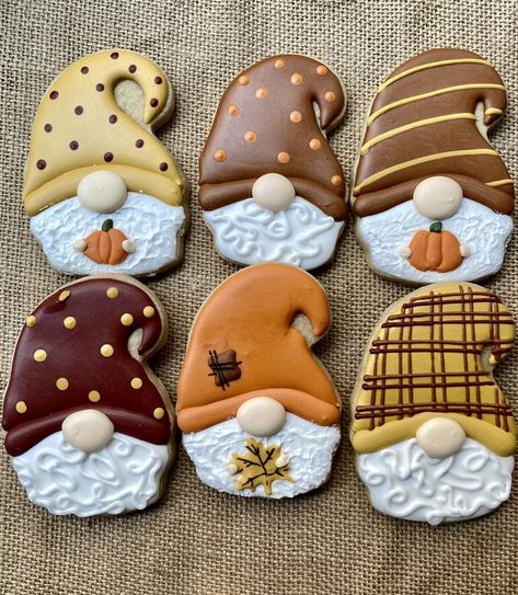 Gnomel cookies 1 dozen specify colors | Etsy Fall Themed Decorated Cookies, Halloween Gnome Cookies Decorated, Thanksgiving Royal Icing Cookies Easy, Gnome Christmas Cookies Decorated, Fall Gnome Cookies Decorated, Christmas Gnome Cookies Decorated, Gnome Royal Icing Cookies, Gnome Sugar Cookies Decorated, Gnomes Cookies