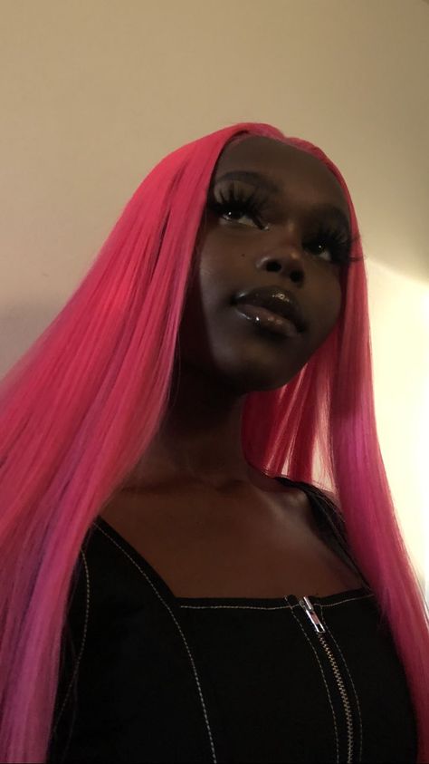 Dark Pink Hair, Cute Hair Colors, Catty Noir, Hair Dark, Pink Wig, Black Curly Hair, Dark Skin Women, Hair Inspo Color, My Skin