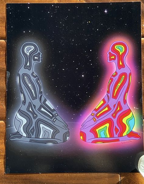 Aura Painting Ideas, Overthinking Painting Ideas On Canvas, Thermal Painting, Balance Painting, Thermal Art, Twin Flame Art, Trippy Painting, Flame Art, Animation Art Sketches