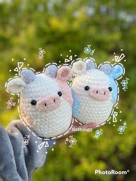 Cow Crochet Pattern, Pullover Crochet, Cow Crochet, Easy Crochet Animals, Crochet Plushies, Crochet Cow, Kawaii Crochet, Fun Crochet Projects, Fun Crochet