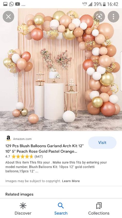 75th Birthday Decorations, Pink Party Theme, Blush Balloons, Peach Colour, Gold Confetti Balloons, Balloon Kit, White Birthday, 75th Birthday, Arch Kit