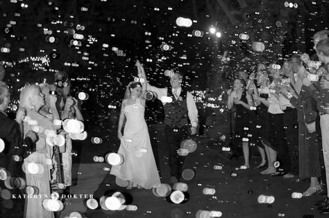 This couple did an awesome bubble send off at the end of the evening!  Check out the photos! | Tapestry House Wedding and Event Center | Photo by Kathyrn Dokter Photography Wedding Bubble Exit Night, Night Bubble Send Off Wedding, Wedding Exit Bubbles At Night, Bubble Send Off Wedding Night, Night Wedding Send Off, Wedding Sendoff Ideas, Wedding Send Off Ideas Nighttime, Sendoff Ideas, Bubble Send Off