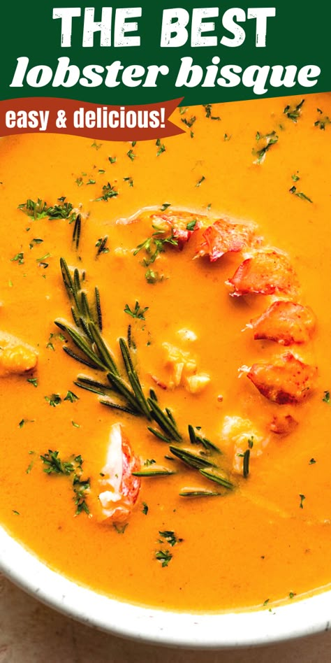 Crab And Shrimp Seafood Bisque, Creamy Lobster Bisque, Seafood Bisque Recipe, Lobster Soup, Lobster Bisque Recipe, Bisque Soup Recipes, Lobster Bisque Soup, Seafood Soup Recipes, Crab And Shrimp