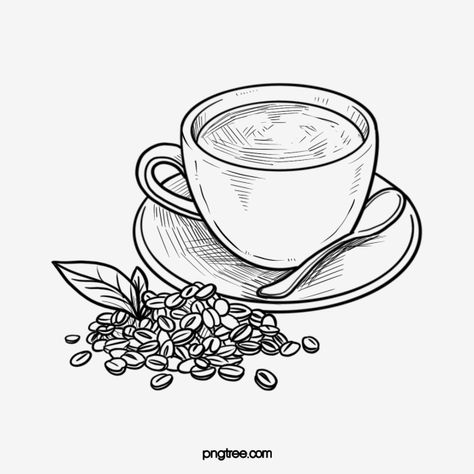 Coffee Art Illustration, Coffee Line Drawing, Latte Illustration, Paint Space, Coffee Mug Drawing, Coffee Cup Drawing, Mural Cafe, Drawing Coffee, Coffee Shop Logo Design