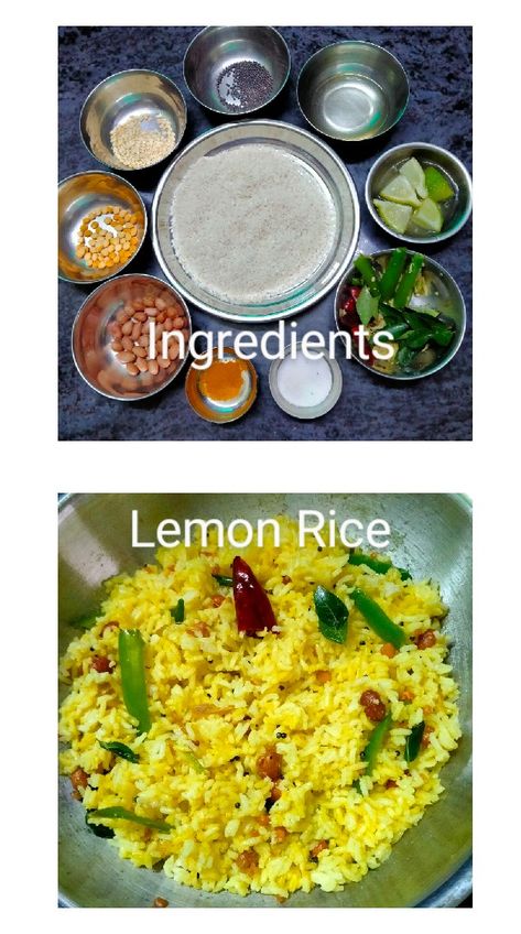 Lemon Rice, Veg Dishes, Cooked Rice, Rice Dish, Yellow Colour, Healthy Vegetarian, How To Squeeze Lemons, Rice Dishes, Lemon Yellow