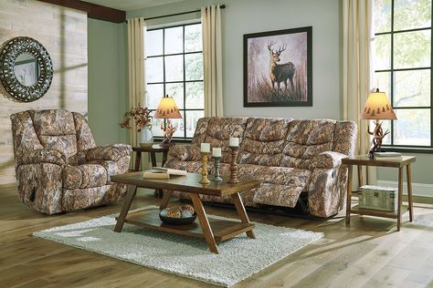 On the hunt for a comfortably cool way to kick back? 🦆 https://www.furniturecart.com/gladewater-camo-reclining-living-room-set-6410588-6410529-signature-design.html Lavender Living Rooms, Camo Living Rooms, Camo Furniture, Camo Room, Sofa And Recliner, Modern Couches Living Room, Recliner Living Room, Furniture Concept, Modern Living Room Set