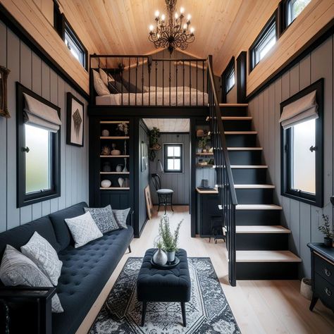 Tiny Home Inside Ideas, Studio Apartment Tiny, A-frame Interior, Shed Tiny House, Frame Interior, Tiny House Luxury, Tiny House Layout, Tiny House Loft, Best Tiny House