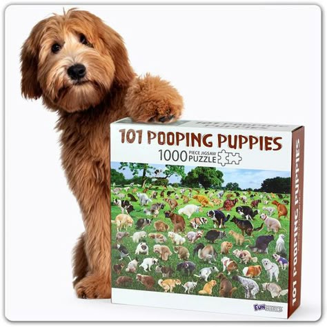 *paid link* As far as white elephants go, it's hard to beat the randomness that is this puzzle of pooping puppies. Gift someone at your White Elephant party this funny and out of the ordinary 1000 Piece Puzzle, 101 Pooping Puppies puzzle from Amazon this holiday season. Dirty Santa Gifts, Puppy Puzzle, Funny Gag Gifts, Funny Puzzles, White Elephant Gift Ideas, Elephant Gift Ideas, Dog Calendar, Amazon Wish List, Christmas World