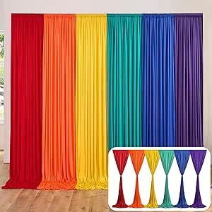 10ftx15ft Rainbow Backdrop Curtain for Parties, 6 Panels 2.5ft x 10ft Red Orange Yellow Turquoise Purple Royal Backdrop Drapes for Birthday Party Graduation Decoration Supplies Royal Backdrop, Primary Color Party, Rainbow Backdrop, Backdrop Curtains, Senior Graduation Party, Wild West Party, Black Tablecloth, Orange Party, Rainbow Room