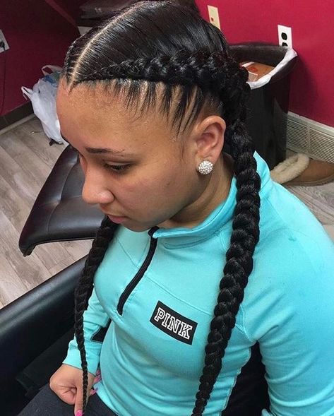 Two Braids With Weave, French Braid With Weave, 2 Braids Hairstyles, Kepang Dua, Hairstyles With Weave, Ghana Braids Hairstyles, Two French Braids, Best Human Hair Extensions, Weave Hairstyles Braided