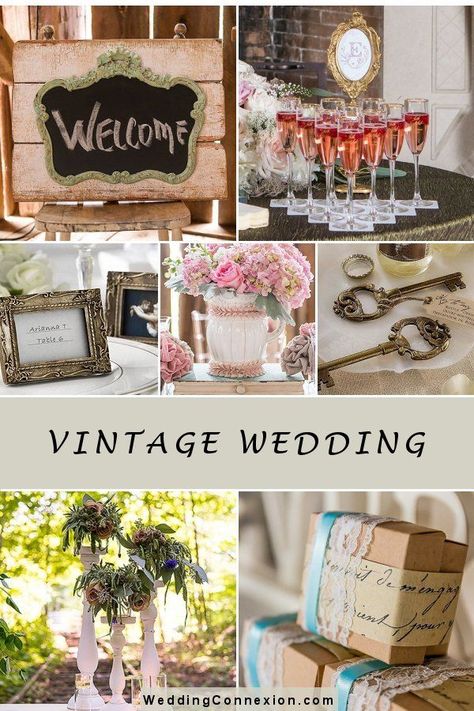 Vintage Wedding Souvenirs Ideas, Cheap Vintage Wedding Ideas, Vintage Wedding Alter, Rustic Elegance Wedding Decor, Vintage Romantic Wedding Decor, Antique Centerpiece Wedding, Summer Vintage Wedding, Vintage Reception Ideas, Vintage Wedding Shower Ideas