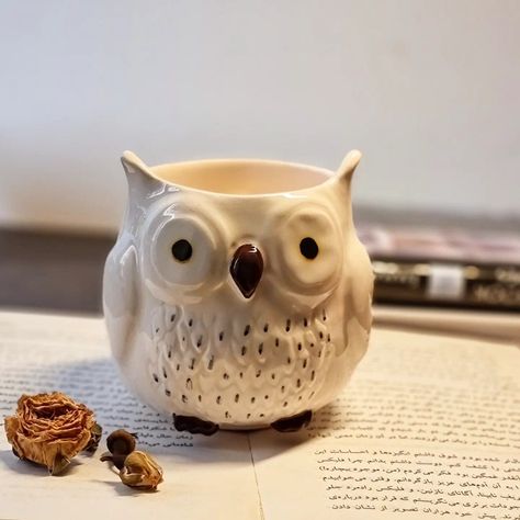 Glazing Inspiration, Owl Mugs, Mini Bonsai, Owl Mug, Clay Cup, Kids Pottery, Tiger Face, Ceramic Owl, Face Mug