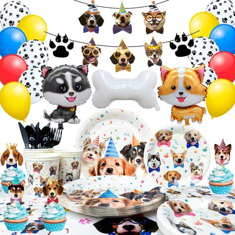 PRICES MAY VARY. Dog Decoration Set: This puppy dog birthday party supplies sets include 1 dog birthday banner,1 dog table cloth,3 puppy party foil balloons,12 dog cupcake toppers,12 dog balloons,16 dog napkins,16 dog birthday party cups,16 7'' puppy party plates,16 9'' puppy plates ect dog party decorations,so these puppy theme birthday party supplies will make for a great party. Good Experience: These dog birthday party tableware & dog birthday decorations are carefully crafted and made of hig Dog Birthday Banner, Puppy Dog Birthday Party, Dog Napkins, Dog Cupcake, Dog Party Decorations, Teenage Birthday Party, Dog Themed Parties, Birthday Party Cups, Dog Table