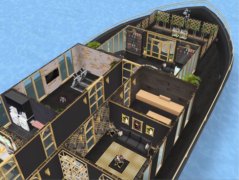 One half of the floor layout of the ground floor of this Super Yacht design #thesimsfreeplay Sims Freeplay House Layout, Sims Freeplay Boat House Ideas, Sims Freeplay Beach House Ideas, Sims Freeplay Bathroom Ideas, Sims House Freeplay, Sims Freeplay Houses, Sims Free Play, Floor Layout, Super Yachts