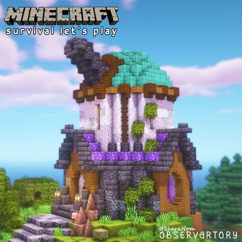 Minecraft Globe House, Minecraft Enchanting House Ideas, Minecraft Medieval Observatory, Minecraft Fantasy Library Build, Minecraft Astrology Builds, Minecraft Enchanting Setup, Observatory Minecraft Build, Enchanting Setup Minecraft, Minecraft Observatory Ideas