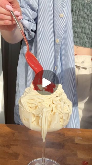 Audrey Leonard on Instagram: "swapped the park for a lil flaky salt & olive oil and I’ve never been happier playing with my food

also declaring this the summer of ice cream sundaes, starting off strong with one of my favorites 

full recipe (if ya need it) is on the blog, & here https://redcurrantbakery.com/spaghettieis-german-spaghetti-ice-cream/" German Spaghetti, Spaghetti Ice Cream, Never Been Happier, Ice Cream Sundaes, Flaky Salt, Ice Cream Sundae, My Food, No Bake Treats, My Favorites