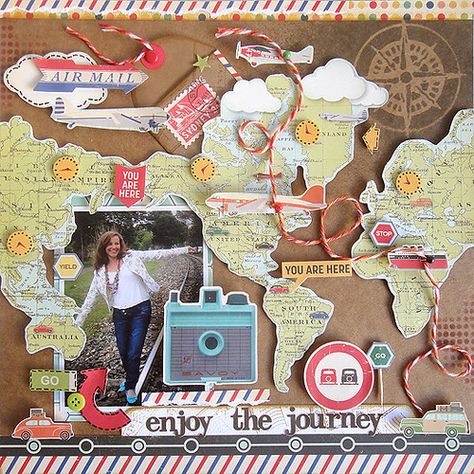 Scrapbooking Layouts Travel, Travel Photo Album, Travel Scrapbook Pages, Travel Journal Scrapbook, Buat Pita, Travel Album, Vacation Scrapbook, Scrapbook Titles, Buku Skrap